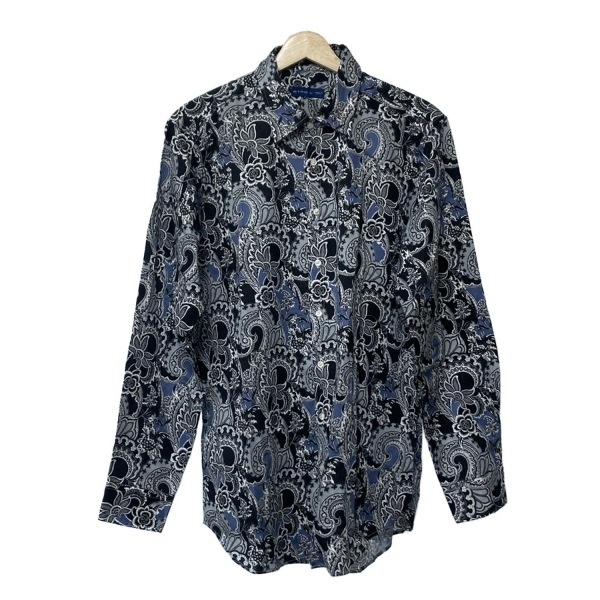 エトロ ETRO 長袖シャツ サイズL - 黒×ネイビー×マルチ メンズ ペイズリー柄/花柄 新品同様 トップス_画像1