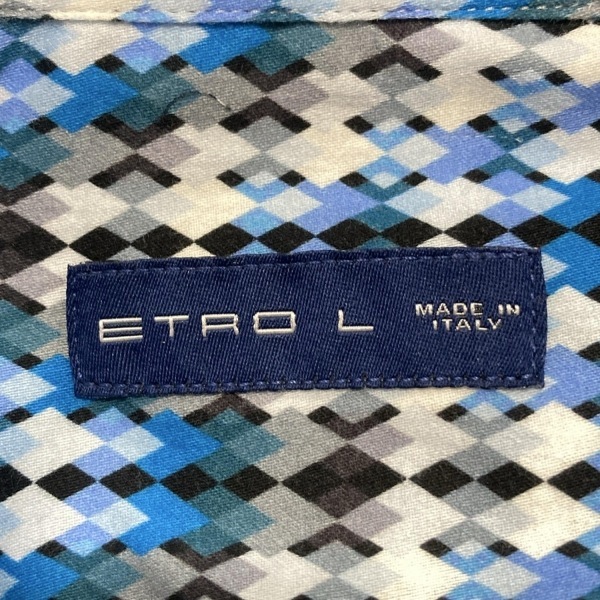 エトロ ETRO 長袖シャツ サイズL - ブルー×白×マルチ メンズ 美品 トップス_画像3
