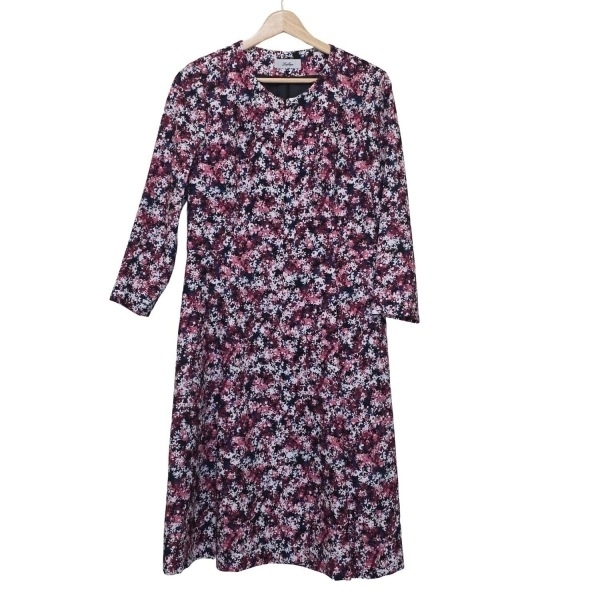 レリアン Leilian サイズ11 M - 白×ピンク×マルチ レディース クルーネック/長袖/ロング ワンピース_画像1