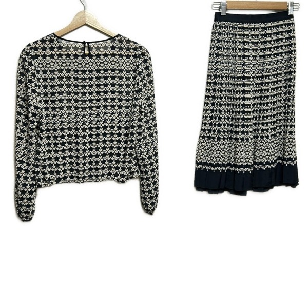 レリアン Leilian スカートセットアップ - 黒×ベージュ×白 レディース ハート/プリーツ レディーススーツ_画像2