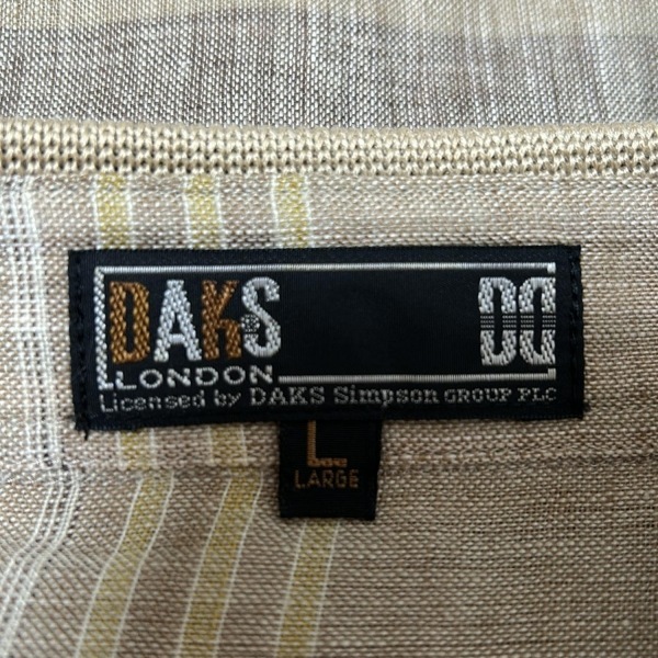 ダックス DAKS 半袖シャツ サイズL - ベージュ×ブラウン×イエロー メンズ 麻 トップス_画像3