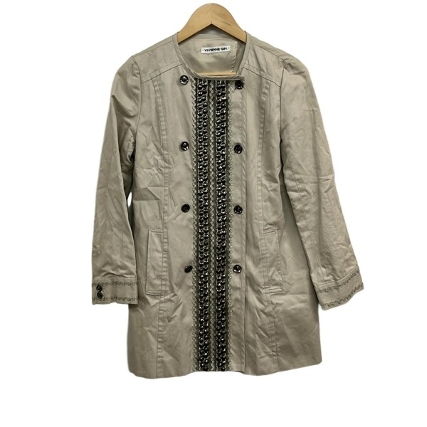  Vivienne Tam VIVIENNE TAM размер 0 XS - бежевый женский длинный рукав /biju-/ весна / осень прекрасный товар пальто 