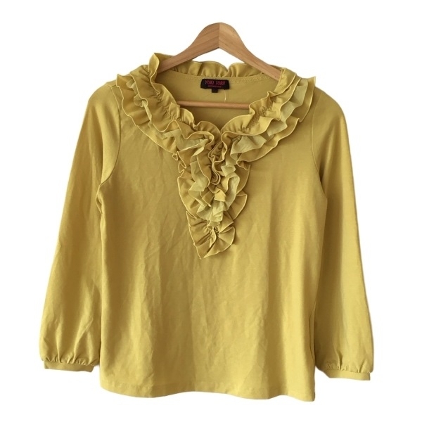 ユキトリイ YUKITORII 長袖カットソー サイズ38 M - ライトイエロー レディース フリル トップス_画像1