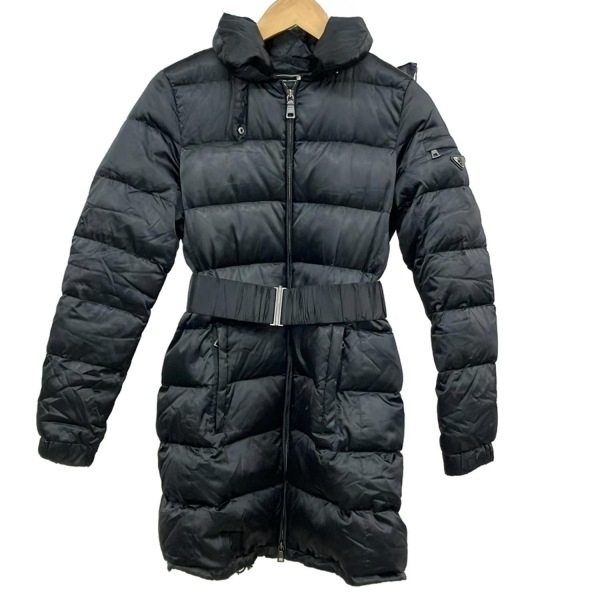  Prada спорт PRADA SPORT пуховик размер 38 S - чёрный женский длинный рукав / Zip выше / зима прекрасный товар пальто 