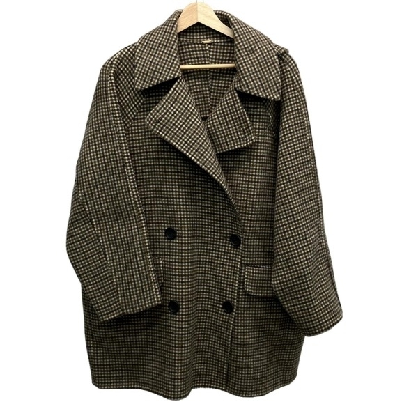 ミラオーウェン Mila Owen サイズ0 XS - カーキ×アイボリー×ダークブラウン レディース 長袖/チェック柄/冬 美品 コート_画像1