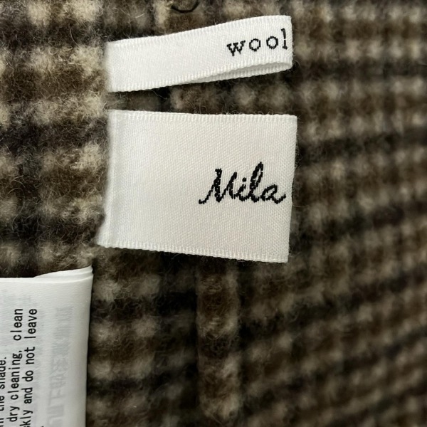 ミラオーウェン Mila Owen サイズ0 XS - カーキ×アイボリー×ダークブラウン レディース 長袖/チェック柄/冬 美品 コート_画像3
