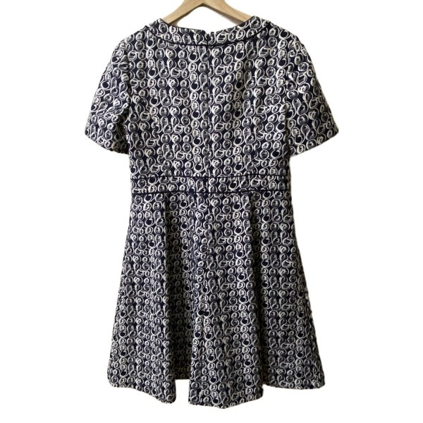 レリアン Leilian サイズ11 M - ダークネイビー×白 レディース クルーネック/半袖/ひざ丈 ワンピース_画像2