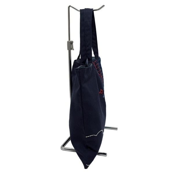 ファミリア familiar トートバッグ - コットン ダークネイビー クマ/ステッチ 美品 バッグ_画像2