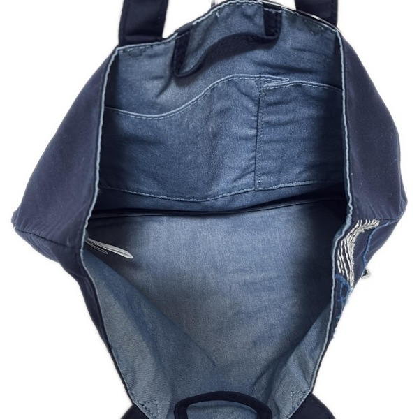 ファミリア familiar トートバッグ - コットン ダークネイビー クマ/ステッチ 美品 バッグ_画像7