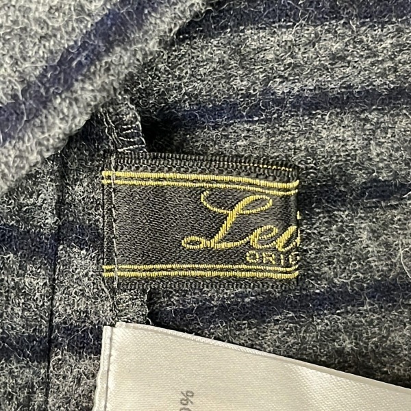 レリアン Leilian サイズ17+ XL - ダークグレー×ダークネイビー レディース クルーネック/七分袖/ミニ/ニット/ボーダー 美品 ワンピース_画像3