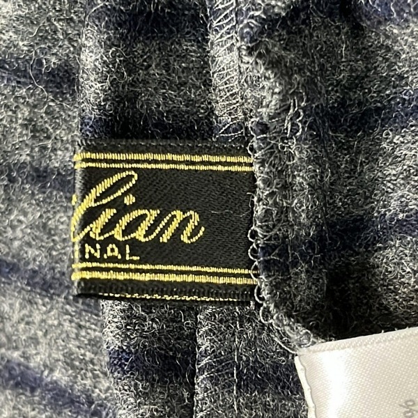 レリアン Leilian サイズ17+ XL - ダークグレー×ダークネイビー レディース クルーネック/七分袖/ミニ/ニット/ボーダー 美品 ワンピース_画像4