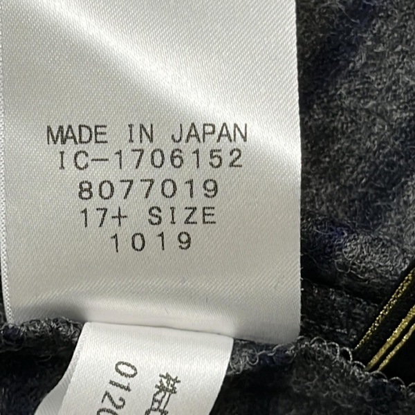 レリアン Leilian サイズ17+ XL - ダークグレー×ダークネイビー レディース クルーネック/七分袖/ミニ/ニット/ボーダー 美品 ワンピース_画像6