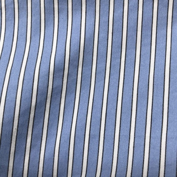 レリアン Leilian サイズ7 S - ライトブルー×白×黒 レディース レギュラーカラー/七分袖/ひざ丈/ストライプ/フリル/シャツワンピ_画像6