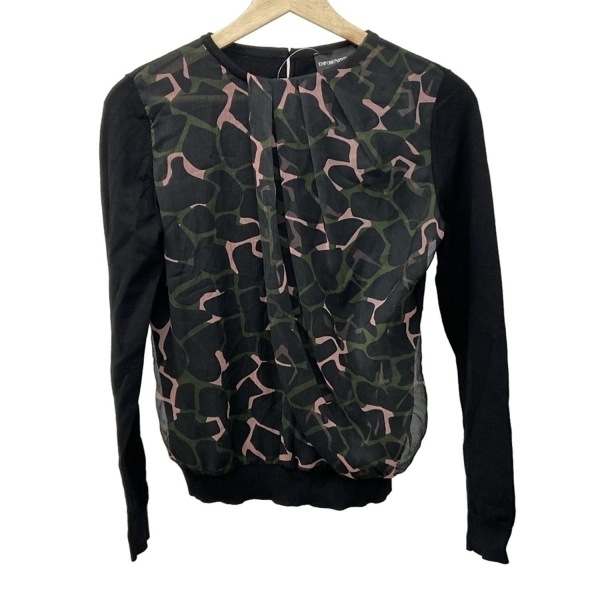 エンポリオアルマーニ EMPORIOARMANI 長袖カットソー サイズ38 S - 黒×ピンク×マルチ レディース トップス_画像1