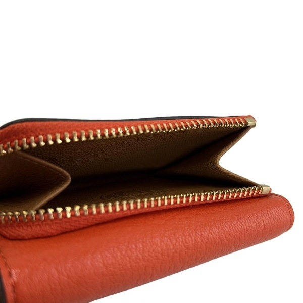 アニヤハインドマーチ Anya Hindmarch 3つ折り財布/ミニ/コンパクト ミニ トライフォード ピーピング アイズ レザー オレンジ 美品 財布_画像4