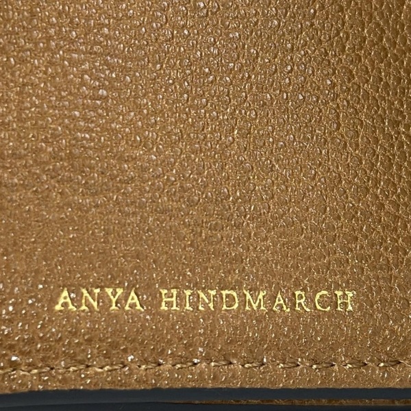 アニヤハインドマーチ Anya Hindmarch 3つ折り財布/ミニ/コンパクト ミニ トライフォード ピーピング アイズ レザー オレンジ 美品 財布_画像5