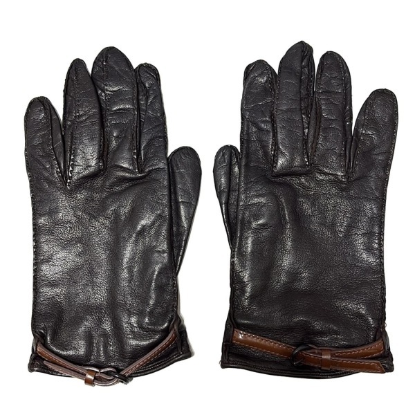 ミュウミュウ miumiu - レザー 黒×ブラウン レディース 手袋_画像2