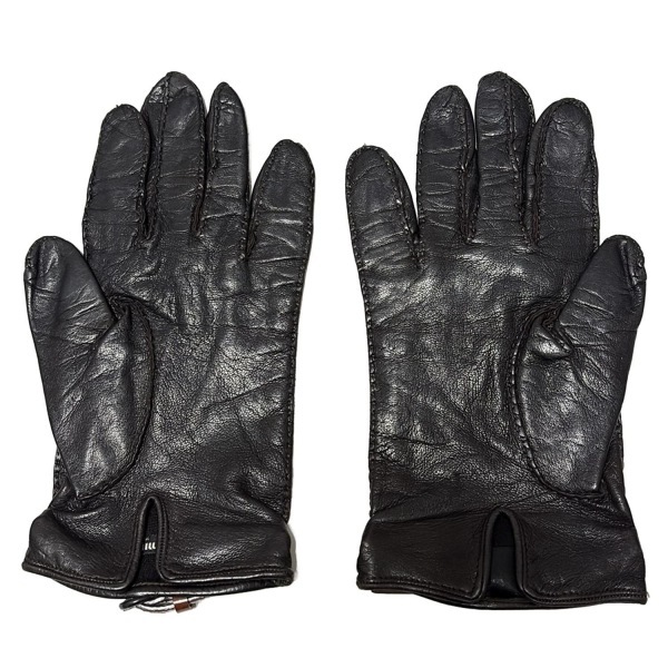 ミュウミュウ miumiu - レザー 黒×ブラウン レディース 手袋_画像3