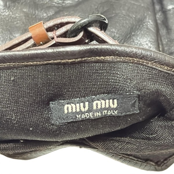 ミュウミュウ miumiu - レザー 黒×ブラウン レディース 手袋_画像4