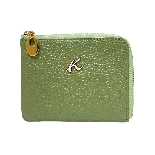 キタムラ Kitamura K2 コインケース - レザー ライトグリーン L字ファスナー 美品 財布_画像1