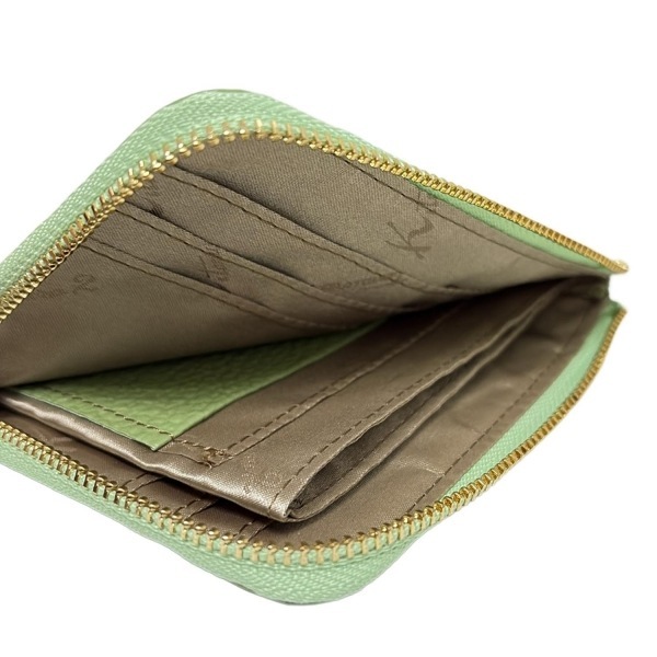 キタムラ Kitamura K2 コインケース - レザー ライトグリーン L字ファスナー 美品 財布_画像3