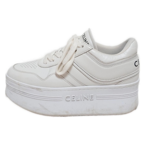 セリーヌ CELINE スニーカー 36 RI0263 ブロックスニーカー レザー 白 レディース ウェッジソール 靴_画像1