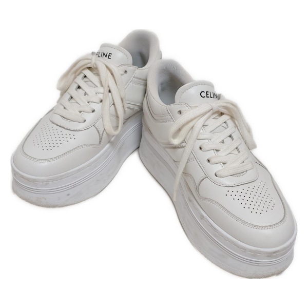 セリーヌ CELINE スニーカー 36 RI0263 ブロックスニーカー レザー 白 レディース ウェッジソール 靴_画像2