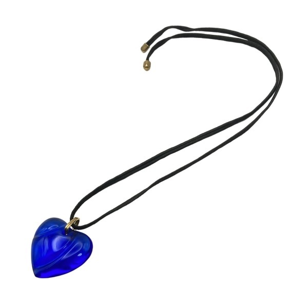 バカラ Baccarat ネックレス - ブルー ハート 美品 アクセサリー（首）_画像2