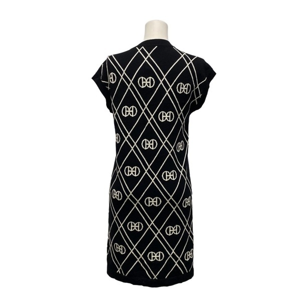 エルメス HERMES サイズ34 S 2E2513DT - カシミヤ 黒×白 レディース 半袖/ひざ丈/ニット/H rond 美品 ワンピース_画像2