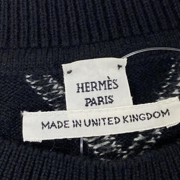 エルメス HERMES サイズ34 S 2E2513DT - カシミヤ 黒×白 レディース 半袖/ひざ丈/ニット/H rond 美品 ワンピース_画像3