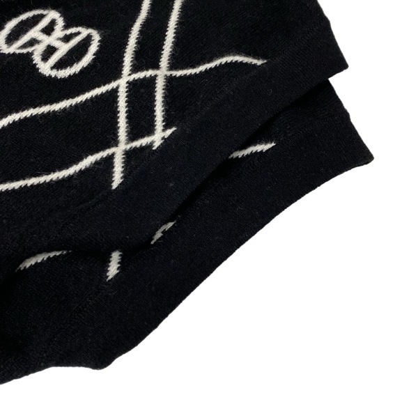 エルメス HERMES サイズ34 S 2E2513DT - カシミヤ 黒×白 レディース 半袖/ひざ丈/ニット/H rond 美品 ワンピース_画像6