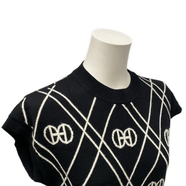 エルメス HERMES サイズ34 S 2E2513DT - カシミヤ 黒×白 レディース 半袖/ひざ丈/ニット/H rond 美品 ワンピース_画像10