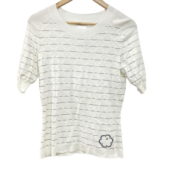 シャネル CHANEL 半袖セーター/ニット サイズ40 M P47893 - アイボリー×黒 レディース 2014年 トップス_画像1