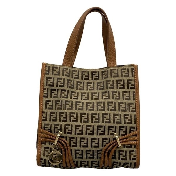 フェンディ FENDI トートバッグ 8BH170 ズッキーノ柄 レザー ダークブラウン×ベージュ×ブラウン ミニバッグ バッグ_画像1