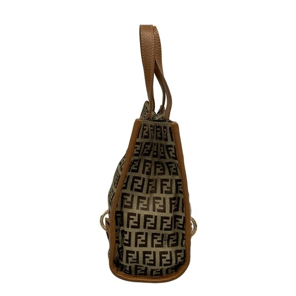 フェンディ FENDI トートバッグ 8BH170 ズッキーノ柄 レザー ダークブラウン×ベージュ×ブラウン ミニバッグ バッグ_画像4