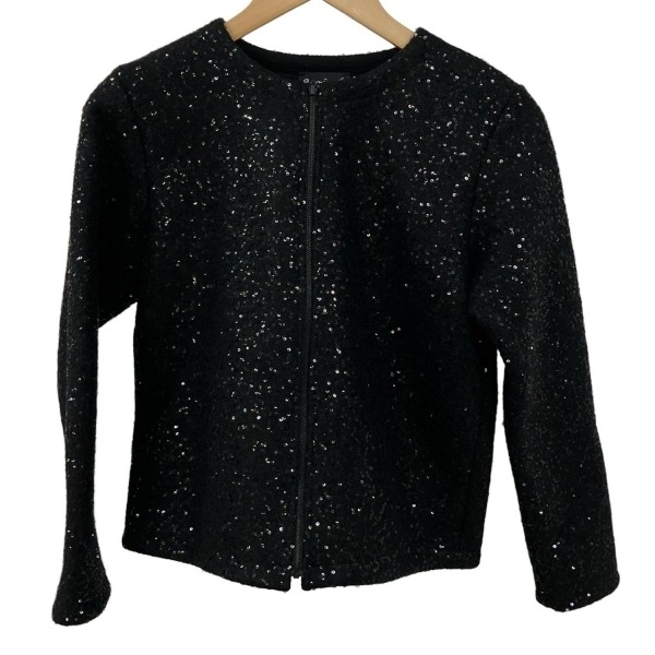 アニエスベー agnes b サイズ2 M - 黒 レディース 長袖/秋/春/クルーネック/スパンコール ジャケット_画像1