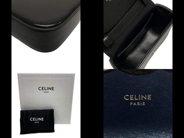 セリーヌ CELINE ショルダーバッグ トリオンフ/ミニクロード レザー 黒 ミニバッグ バッグ_画像8