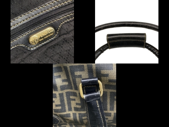  Fendi FENDI сумка "Boston bag" 00464 Zucca рисунок кожа чёрный × темно-коричневый сумка 