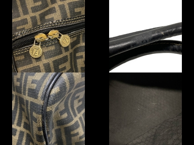  Fendi FENDI сумка "Boston bag" 00464 Zucca рисунок кожа чёрный × темно-коричневый сумка 
