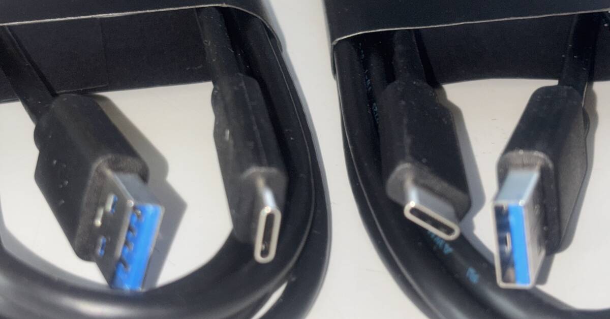 300円 ○ 新古品 USB Type-C to Type-A（1.7m）×2本（5Gbps 15w 3A）○_画像2