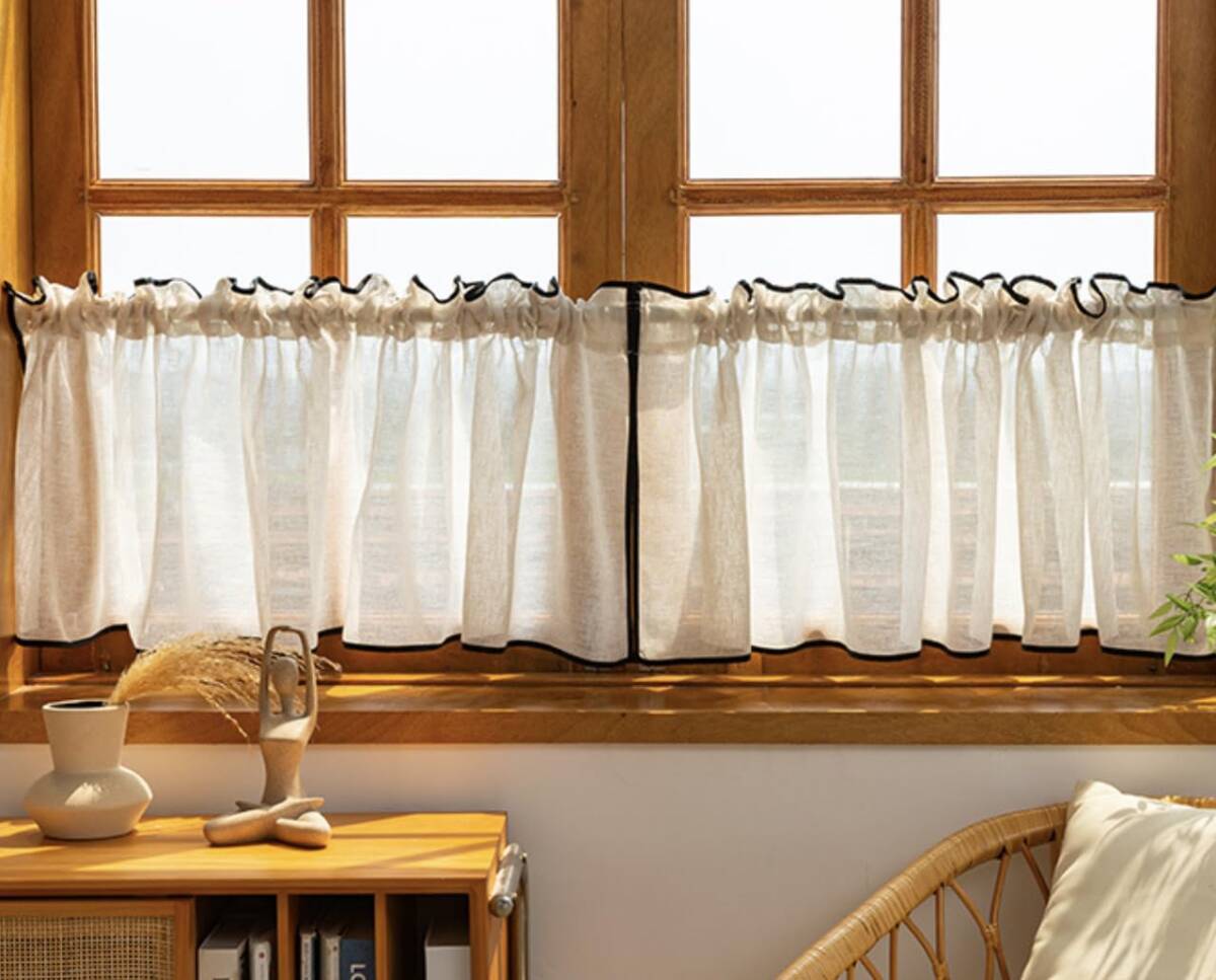 【1枚入り】【横幅150cm×丈90cm】カフェカーテン バイヤステープ付き _画像5