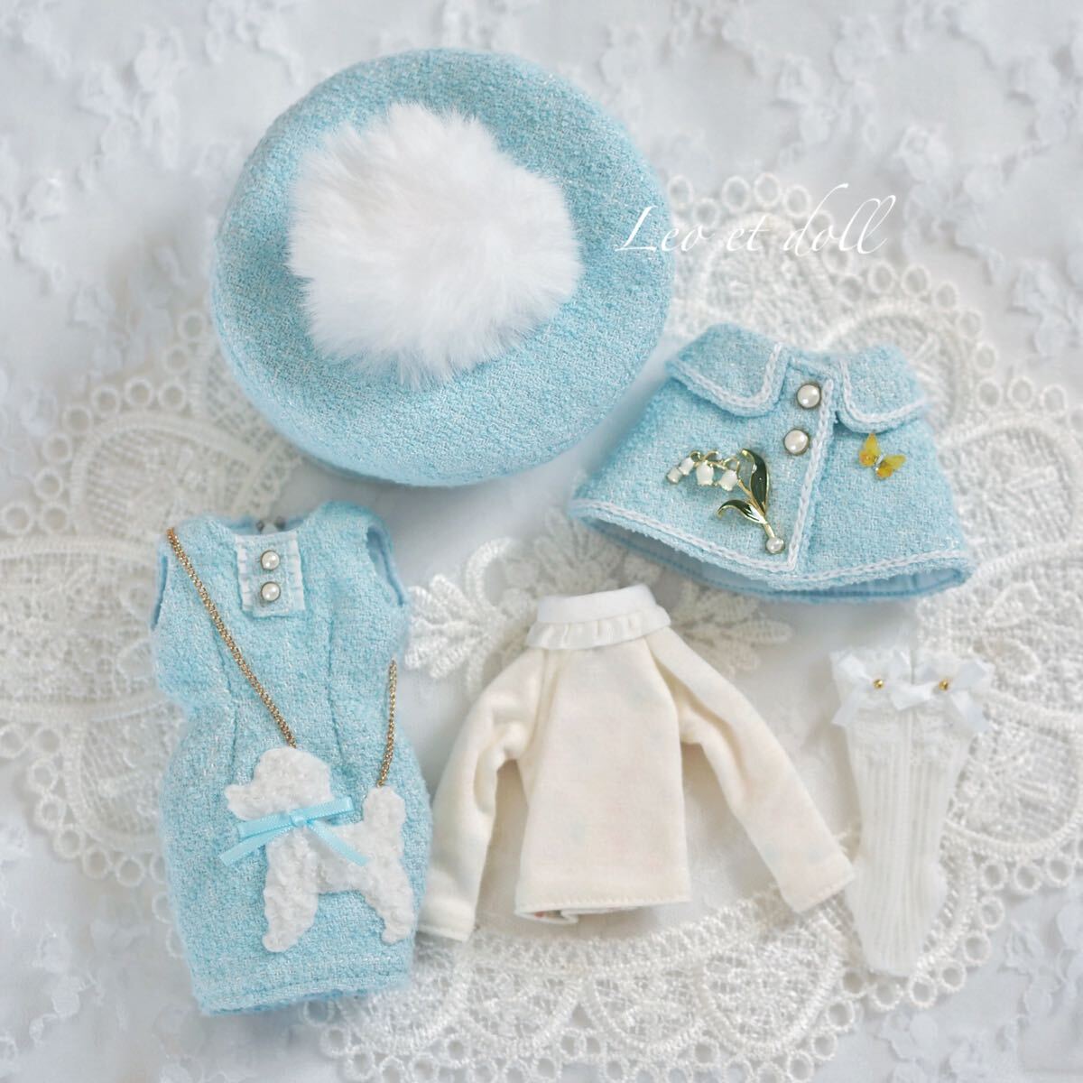 【Blythe outfit】ツイードコーデset【Leo et doll】ブライス アウトフィット_画像9