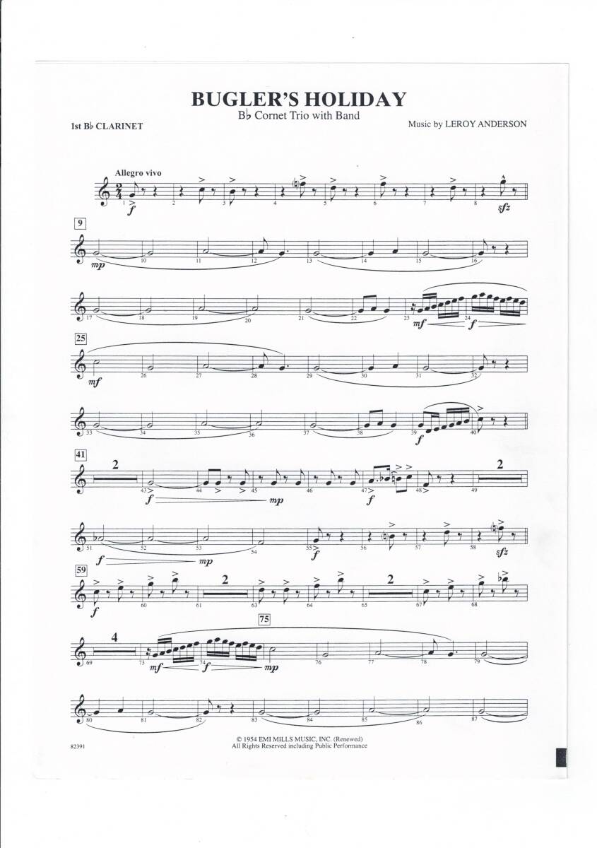 送料無料 吹奏楽楽譜 ルロイ・アンダーソン：トランペット吹きの休日 マイケル・エドワーズ編 試聴可 スコア・パート譜 ラッパ吹きの休日_画像6