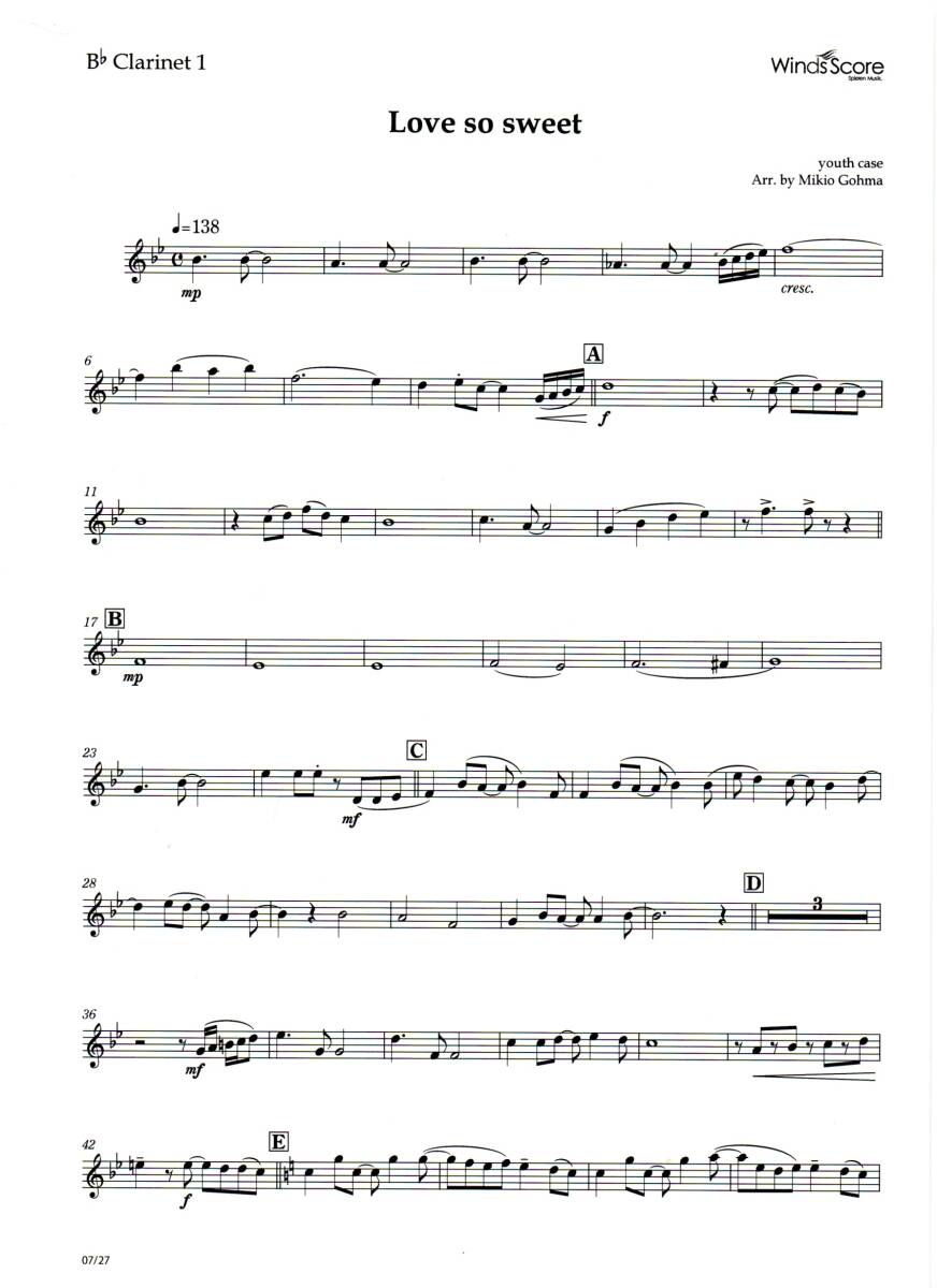 送料無料 吹奏楽楽譜 嵐：LOVE SO SWEET 郷間幹男編 スコア・パート譜セット ドラマ「花より男子2」主題歌_画像5