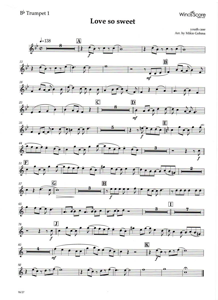 送料無料 吹奏楽楽譜 嵐：LOVE SO SWEET 郷間幹男編 スコア・パート譜セット ドラマ「花より男子2」主題歌_画像6