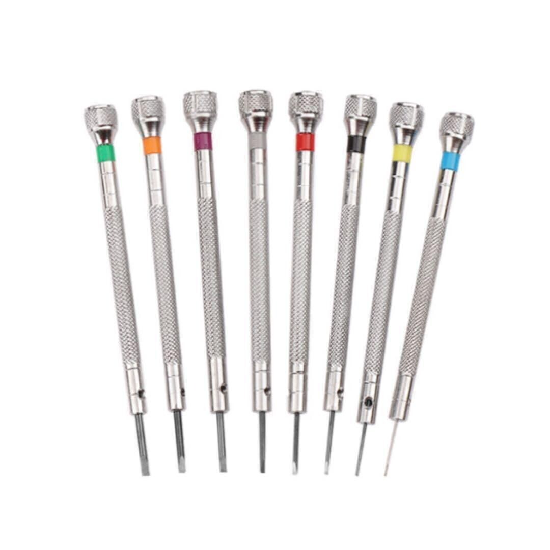 腕時計 用 マイナス 精密 ドライバー 8本セット 時計 修理 模型 機器 組立 工具 小さな ネジ 細かい 作業 管理G4_画像1