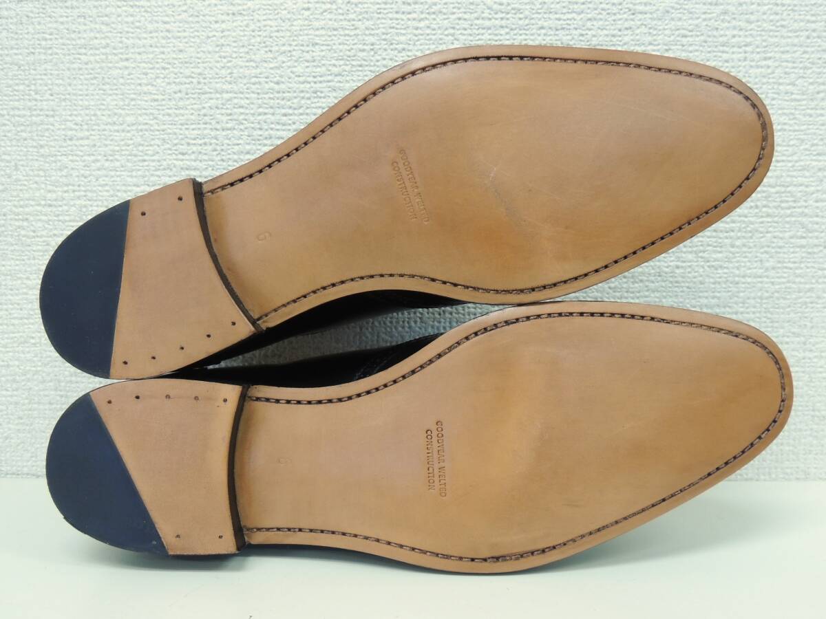 新品 6インチ 24cm 神匠 シンショウ OM11 フランス アノネイ社 カーフ レザー フルブローグ ウイングチップ ビジネスシューズ 革靴ブラック_画像7