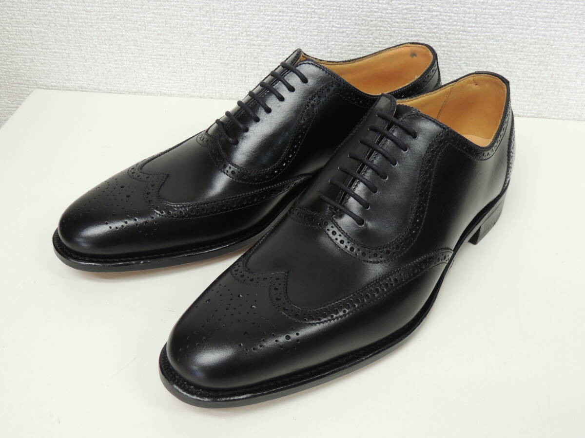 新品 6インチ 24cm 神匠 シンショウ OM11 フランス アノネイ社 カーフ レザー フルブローグ ウイングチップ ビジネスシューズ 革靴ブラック_画像1