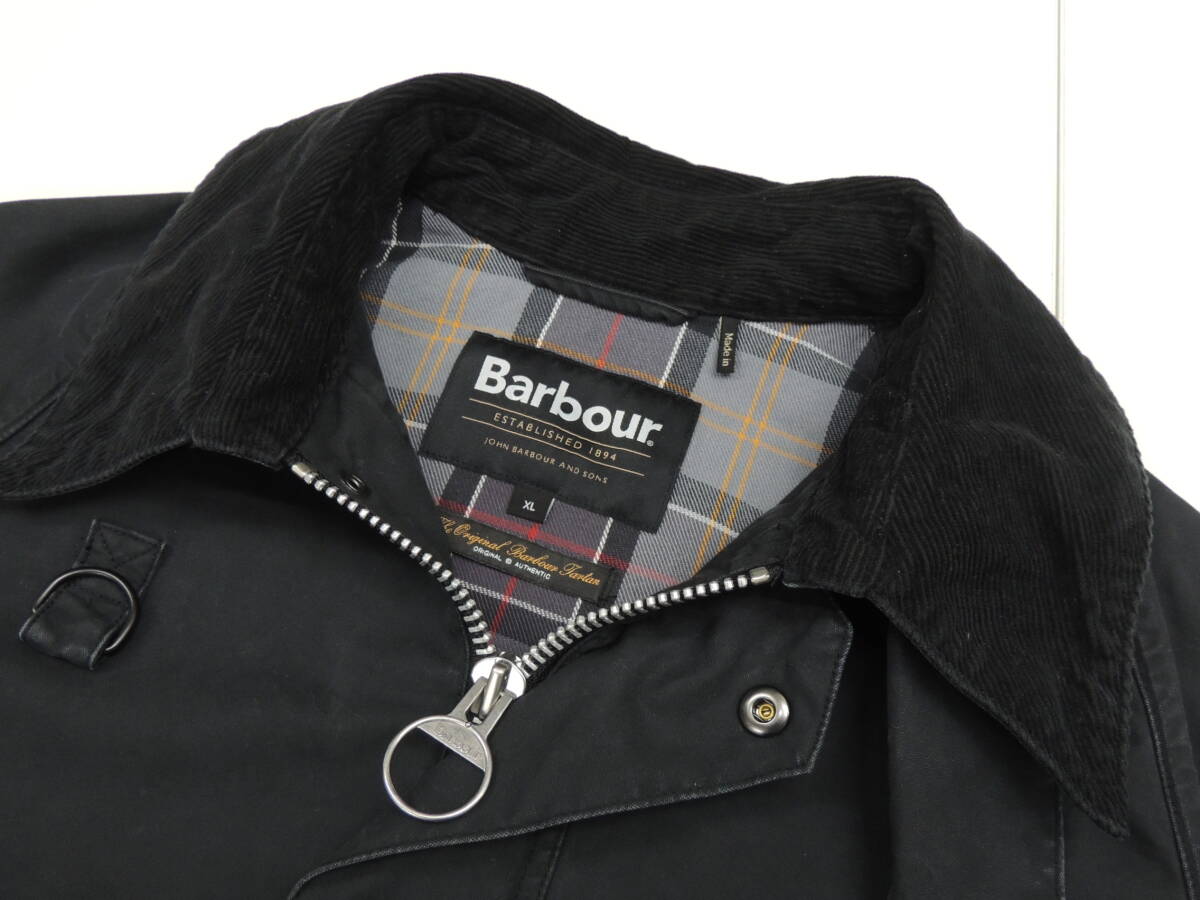 ★ XLサイズ BARBOUR バブアー SPEY スペイ ダック コットン ショート レングス ブルゾン ジャケット ブラック 251MCA0967 ノンオイル_画像4