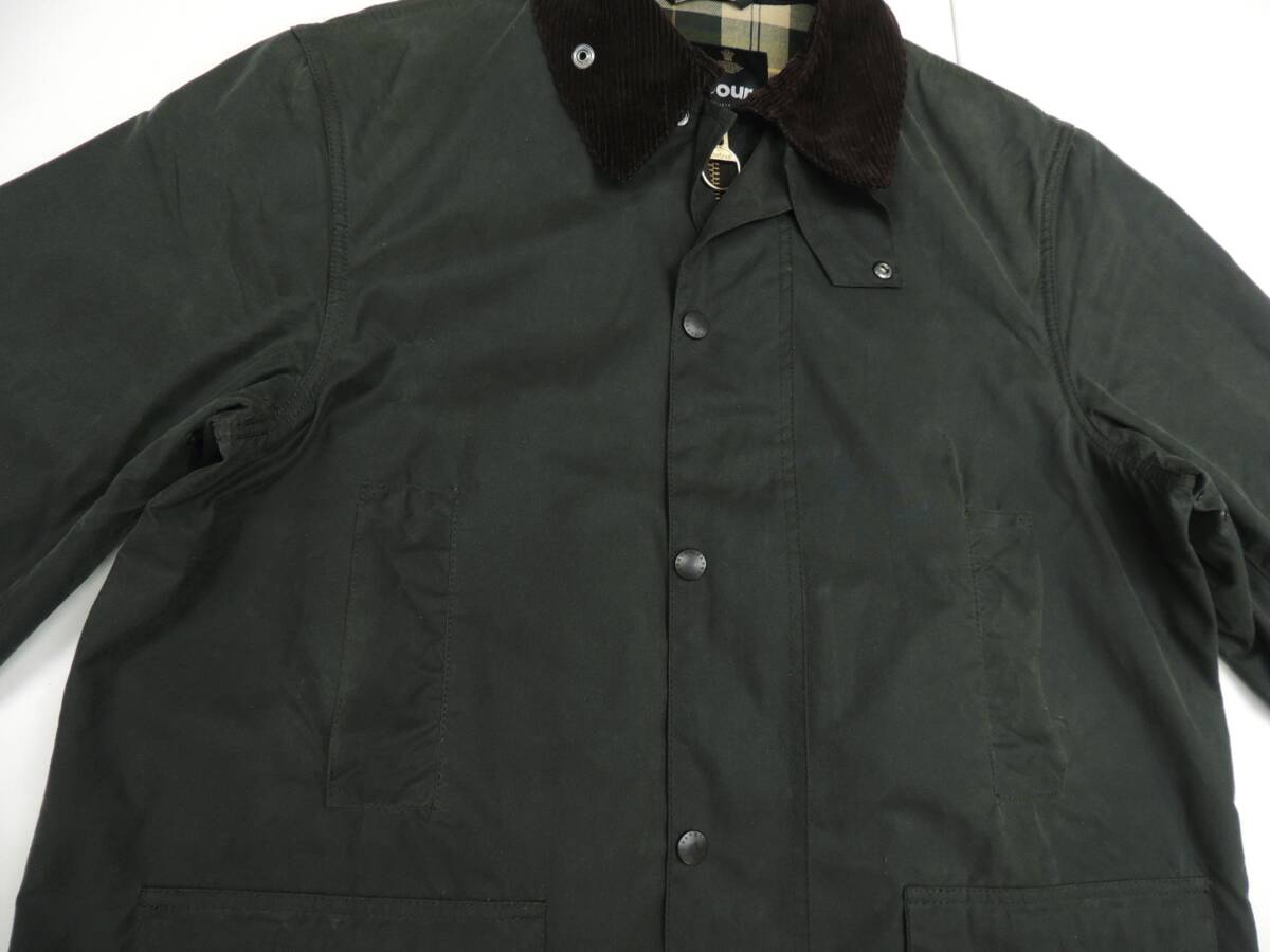 ★40サイズ 定価72600円 23AW BARBOUR バブアー BORDER OS オーバーサイズ フィット ボーダー ワックス コットン コート グリーン オイルド_画像5
